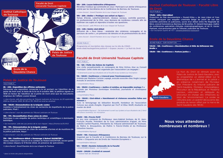 Programme La Nuit du Droit 2024 Toulouse